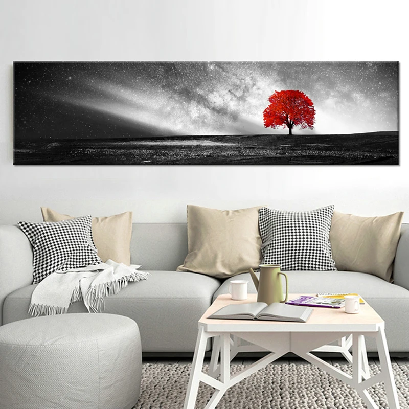

Modern Decor Home Living Room Wall Art Pictures 5 Pieces Red Trees Landscape Poster Modular Canvas Paintings HD Prints Framework