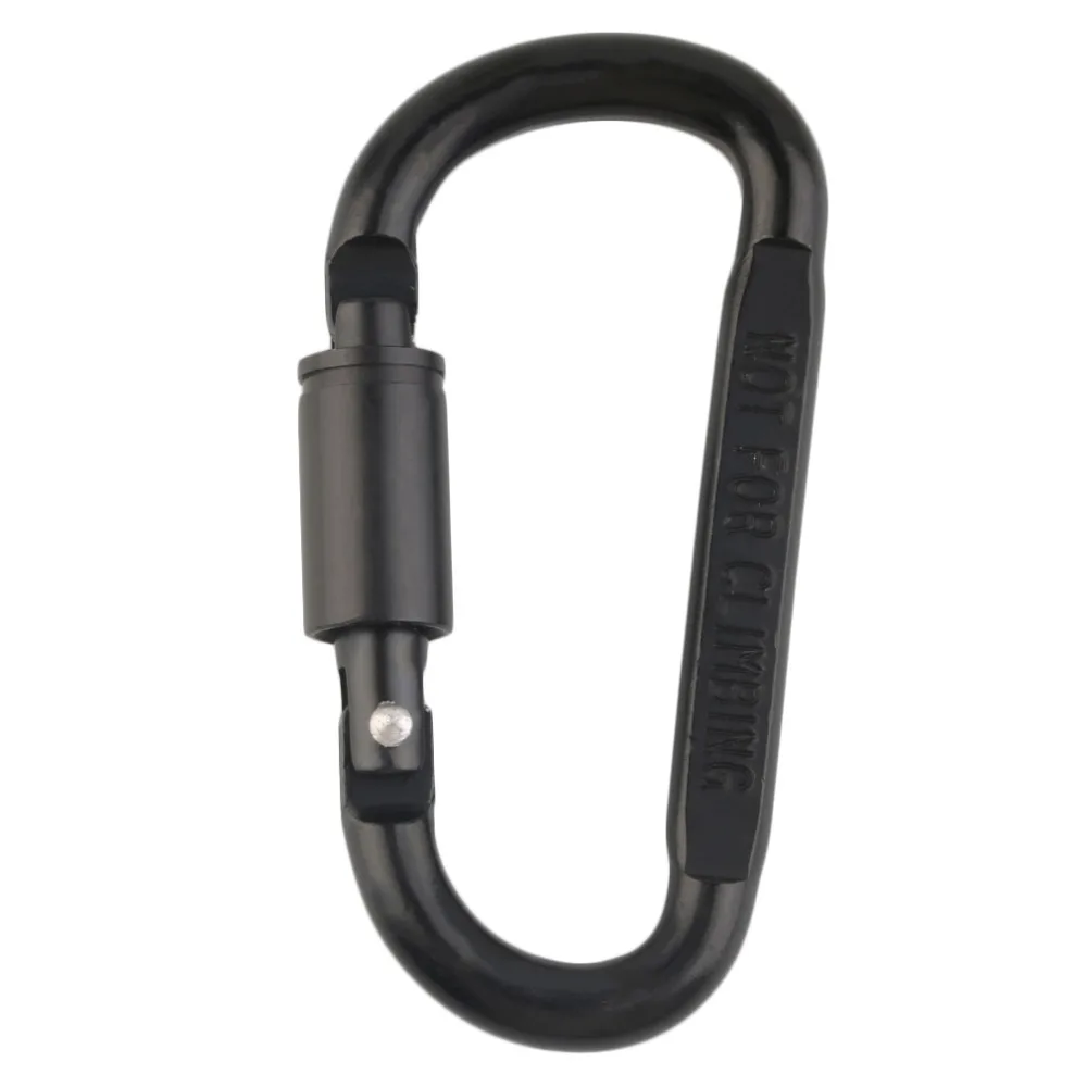 

1pc Sports Camping Hiking Black Carabiner Aluminum Alloy Carabiner D Ring Keychain Clip Hook Buckle Snap Travel Kits Accessories