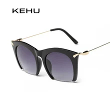 Бренд KEHU, полуоправа, солнцезащитные очки кошачий глаз, солнцезащитные очки, линзы, полуоправа, очки для женщин, тонированные солнцезащитные очки, черные, вечерние, металлические солнцезащитные очки
