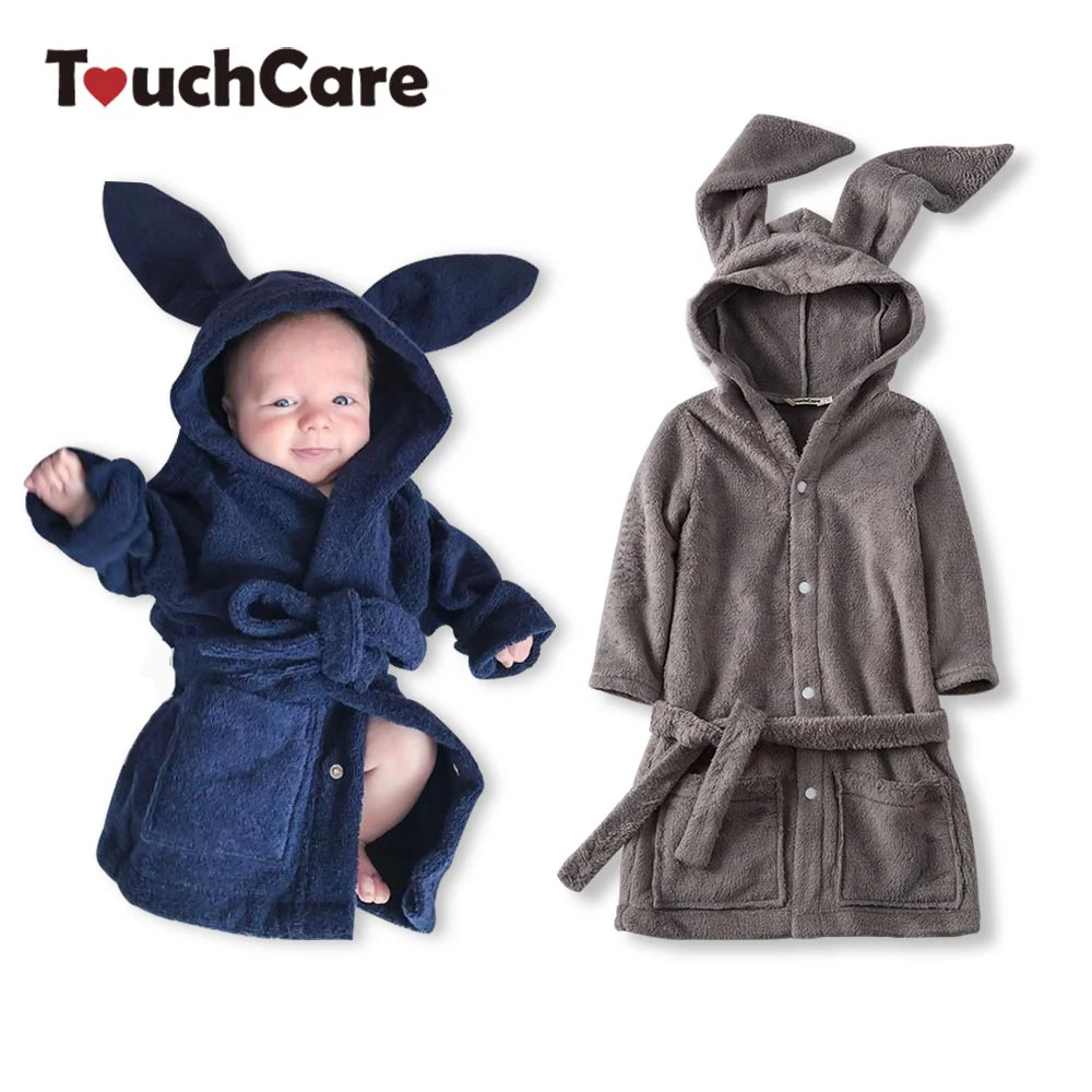 TouchCare Baby Cute Rabbit Ears Velvet Robe Newborn Bathrobe Infant