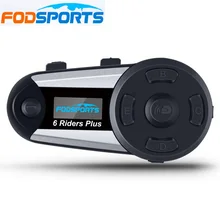 Fodsports V6 Più Il Motociclo Del Citofono del Casco Moto Casco Bluetooth Headset 6 Piloti 1200 M BT Interphone Intercomunicador FM LED