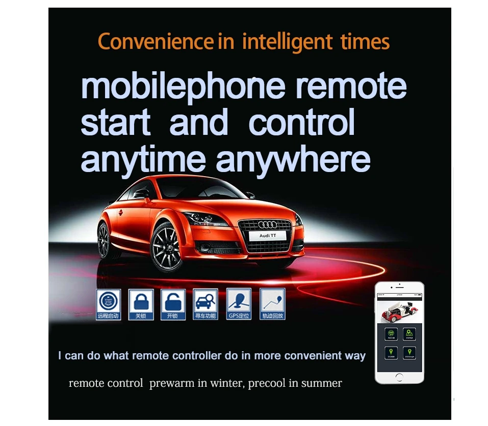  Keyless Entry System No Wire Cut No Key Broken Smartphone GSM GPS Car Lock/unlock+Window Closer For