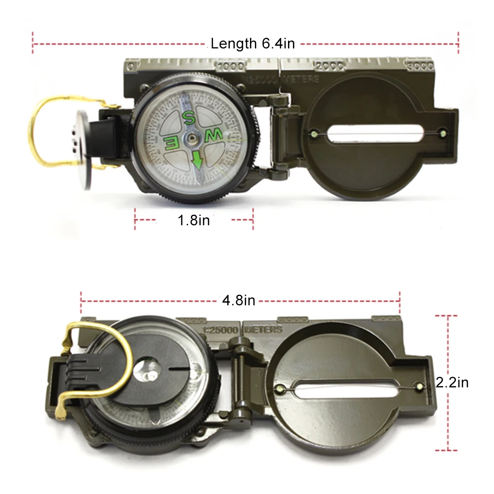 Eyeskey портативный армейский зеленый компас со складной линзой металлический армейский Marching Lensatic кемпинг компас