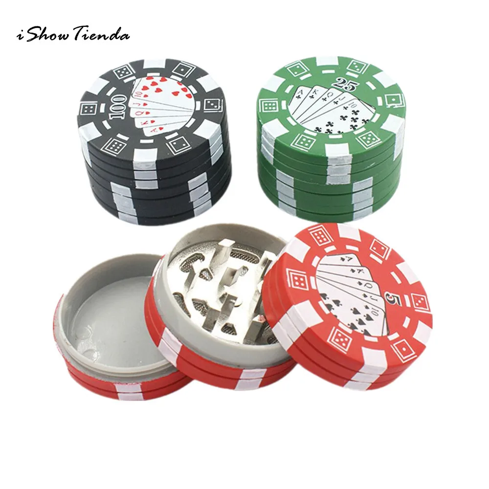 

1pc 42*26mm 3 Layers Chip Style Herb Herbal Tobacco Grinder Weed Grinders New Tobacco Crusher Metal Zinc Alloy Herb Grinder