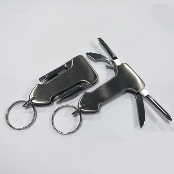 

2pcs/Portable emergency multifunctional key buckle tool screwdriver folding knife opener outdoor small equipment