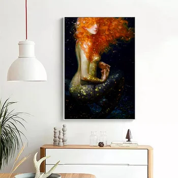 

Mermaid Canvas Painting Art Print Poster Picture Wall Modern 50x75cm