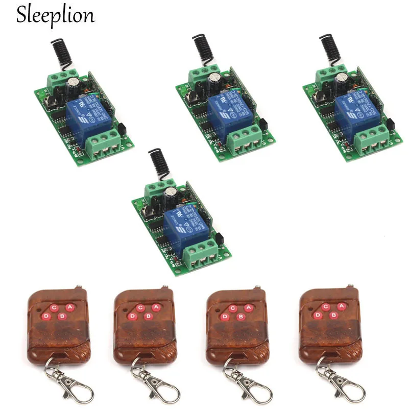 Sleeplion DC 12V 10A 1CH Relay 4 4 key wireless RF Smart Control Telecomando Switch Transmitter