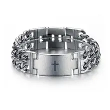 Мужской браслет, серебряный, золотой цвет, модный, классический, распятие, узор, карбон, браслет, мужской, ручная цепочка, ювелирное изделие