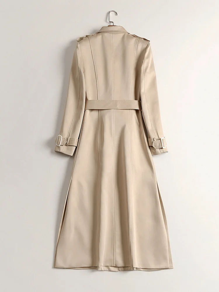 Automne De Kaki Hiver Haute Britannique Classique Trench Mode Designer Épaulette Long Nouveau Qualité Femmes 2018 Manteau Mince Ceinture Survêtement bfYg76y