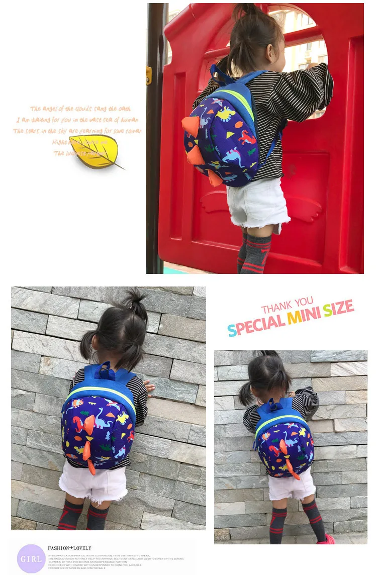 2019 New children's backpack cute cartoon little dinosaur anti-lost children school bags for boys girls toddler kids backpack