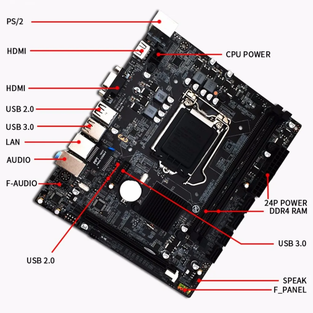 

H110 LGA 1151 Mainboard Motherboard for Intel LGA 1151 Socket SATA 6Gb/s USB 3.0 Gaming DDR4 System Main Board