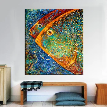 

QK ART Oil Painting Abstract Posters and Prints no Frame Wall Pictures for Living Room Animal Poster on the Canvas Painting