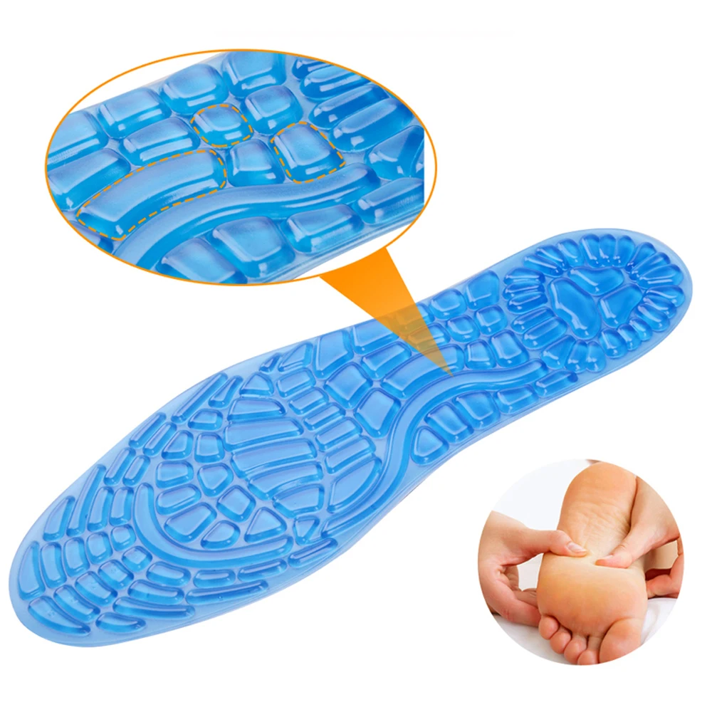 

Q Elastic Silicon Gel Insoles Running Basketball Football Sport Insoles Shock Absorption Pads Anti-Slip Pain Relief Soft Insole