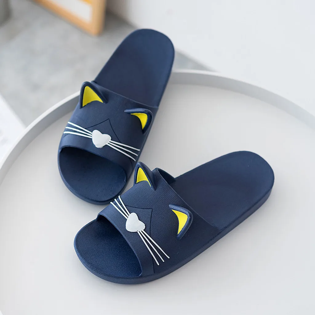 Шлепанцы детские домашние тапочки для помещений семейная обувь с рисунком кота пляжные сандалии Pantuflas Infantiles тапочки для детей