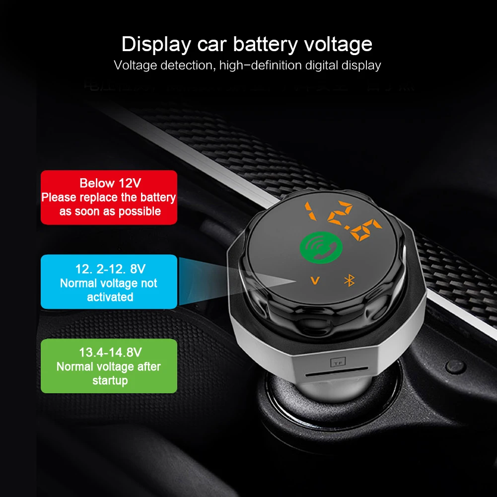 

Metal Bluetooth Car FM Transmitter Modulator Car Mp3 Player Wireless Handsfree Music Audio Dual USB Fast Charge
