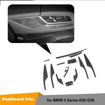 شراءغطاء لوحة القيادة الداخلية من ألياف الكربون بالكامل يغطي لسيارات BMW 5 Series G30 G38 520i غطاء التحكم المركزي غطاء السيارة اليد اليسرى