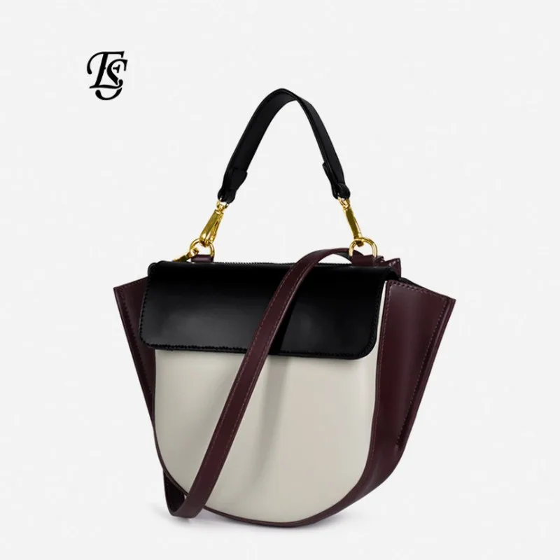 

E.SHUNFA New Fashion Elegant Handbag 2019 new women's stitching color Tote Bag female portable small cross body bag