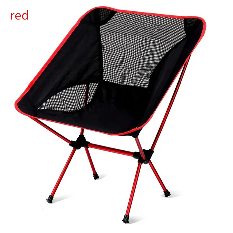 Складной Кемпинг стул, Открытый легкий складной стул с сумкой для хранения, переносная складка для пеших прогулок, пикника, рыбалки, барбекю - Цвет: S-Red