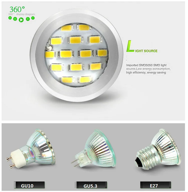 10 шт./лот 4 Вт 14 ШТ. 5730SMD MR16 E27 100-240в светодиодные лампы СВЕТОДИОДНЫЙ прожектор с 50 мм