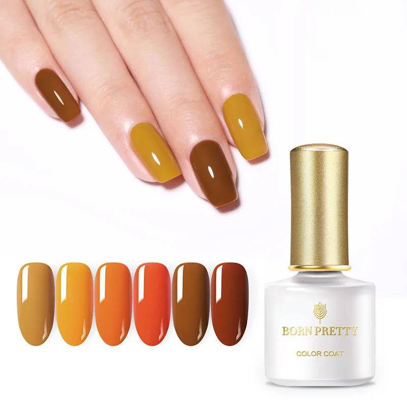 

BORN PRETTY 6ml Pumpkin Color Series Gel Nail Polish Yellow Orange Pure Nail Color Soak Off UV LED Polish Nail Art Gel Varnish