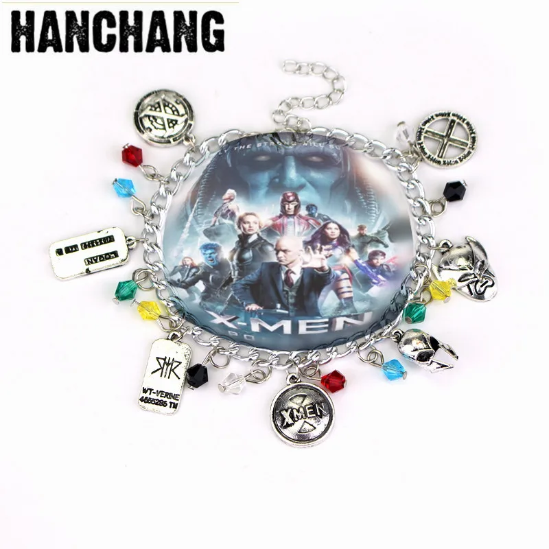 

Marvel Comic Super Hero X-Men Charm Bracelet X Wolf Man Mask Batman Logo Pendant Bracelet Fashion Wristband For Women Gifts