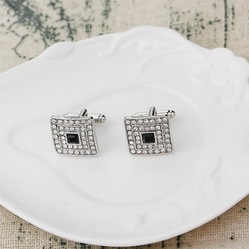 Cufflinks For Men Women Novelty Classic Crystal Rhinestone Cufflink for Men Shirt Wedding Gifts Bling CZ Cuff Links Jewelry