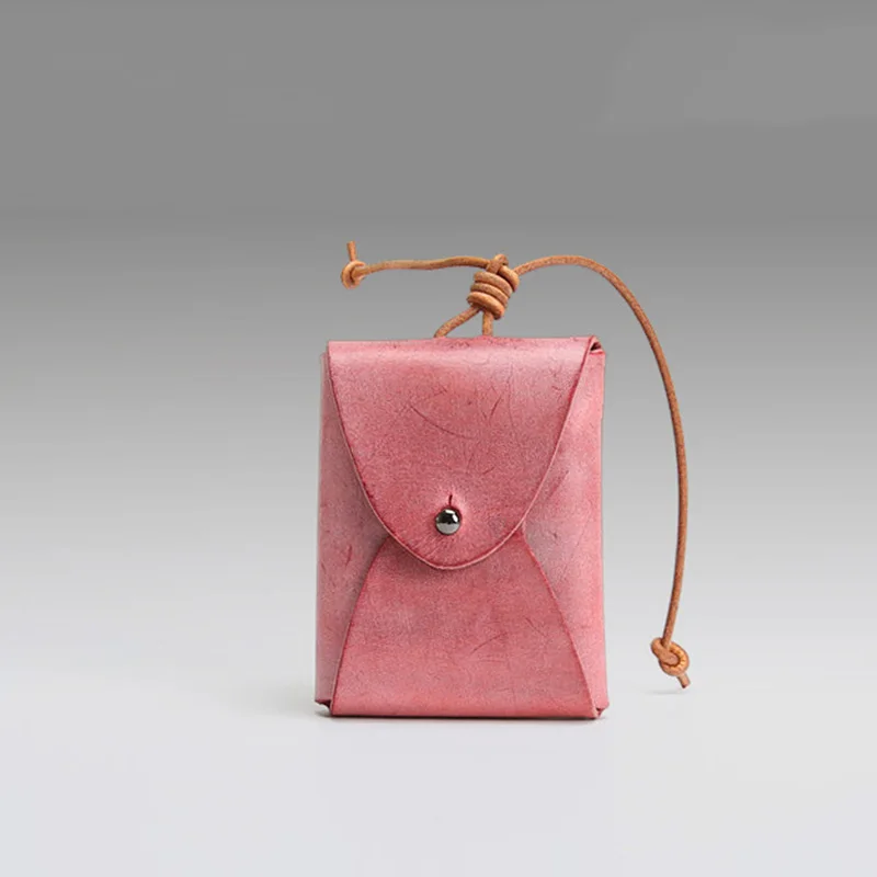 

change pocket handmade men short cute pocket fog wax multi-functional head leather bag young lady