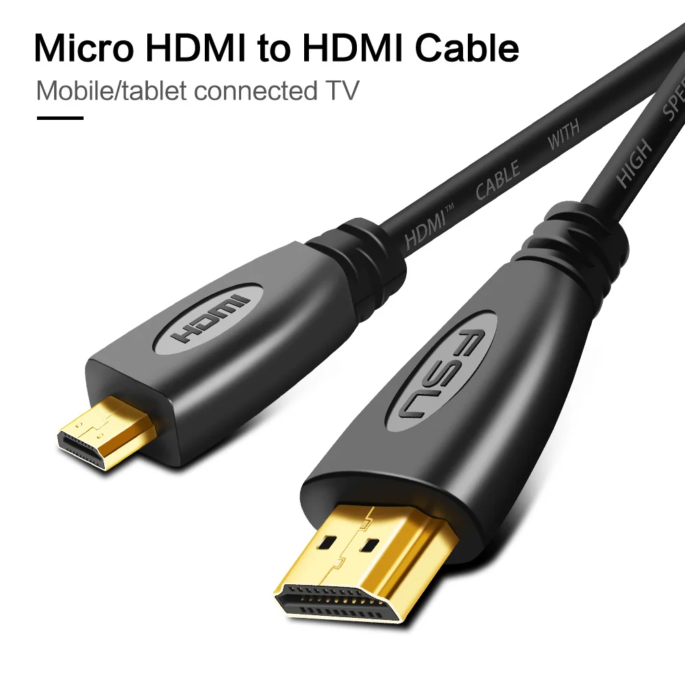 1,4 1080P микро HDMI к HDMI позолоченный HDMI разъем для HDTV проектора мобильного телефона плоская камера 1 м 1,5 м 1,8 м 3 м 5 м