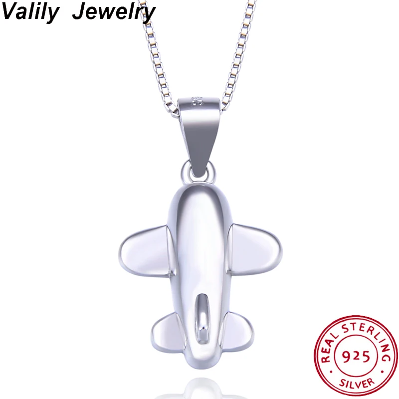 

Valily Cute Polished Plane Airplane Pendant Necklace for Women 925 Sterling Silver Chain Box Stylish Necklace Fashion Jewelry