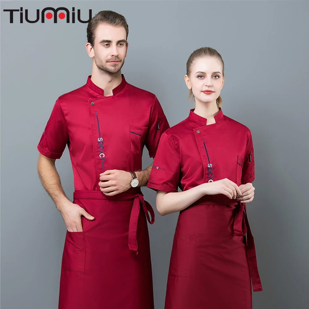 

Chef Uniform Cool Short Sleeve Cook Work Jacket Unisex Canteen Bread Cake Sushi Coffee Shop Cloth Barber Wholesale Custom Logo