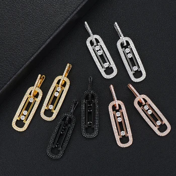 

Siscathy Unique Design Luxury Hollow Geometry Dangle Earrings for Women Wedding Full Micro CZ Cubic Zircon Dubai Indian Earrings