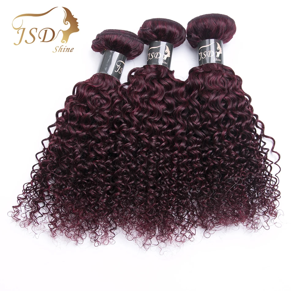 3 шт. бразильский странный вьющиеся натуральные волосы Weave Связки 99J Бургундии волос не Реми JSDShine 100% натуральные волосы могут быть окрашены