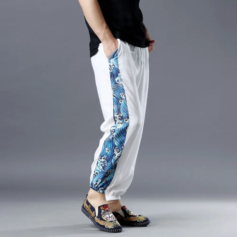 LZJN 2019 Summer Clothe Casual Harem Pants Men Fitness Trousers Male Chinese Traditional Patchwork Print Jogger Pants Harajuku (8)