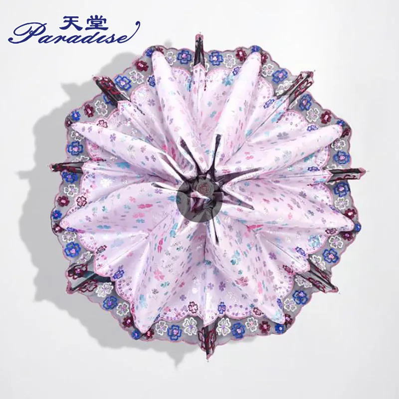

Flower Umbrella Three-folding Color Coating Sunny and Rainy Umbrella Parasol Anti UV40 Anti-uv Sun/Rain Hand-made Umbrella Gift