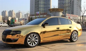 

Flexible Gloss Gold Chrome Mirror Vinyl Film Car Wraps Sticker Bubble Free Auto Wrapping Computer Cover Phone Skin