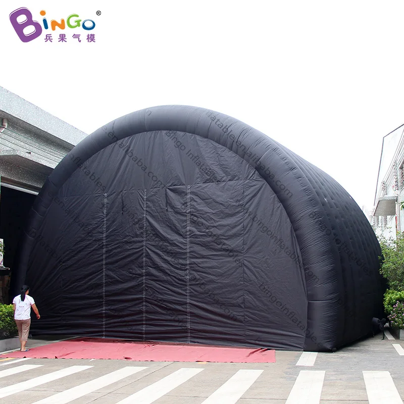  customized 9.2x6x5.6 meters big black inflatable tunnel tent / black color inflatable stage cover -