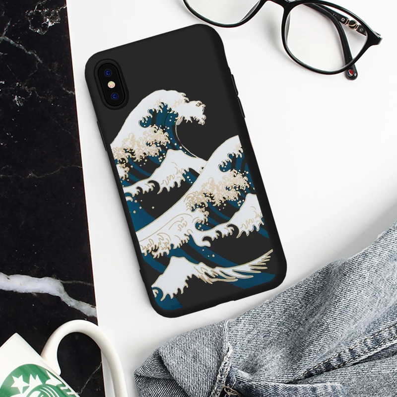 

DIFFRBEAUTY Phone Case Coque For iPhone XR 6 6S Plus X 5 SE Plus Cartoon Cute Stylish Waves Phone Cover For iPhone 8 7 Plus