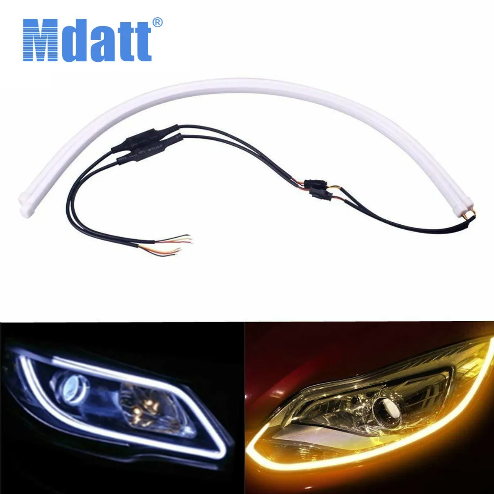 

Mdatt 2Pcs 30cm 45cm 60cm DRL Flexible LED Tube Strip Daytime Running Light Turn Signal Angel Eyes Car Styling White/Yellow/Blue