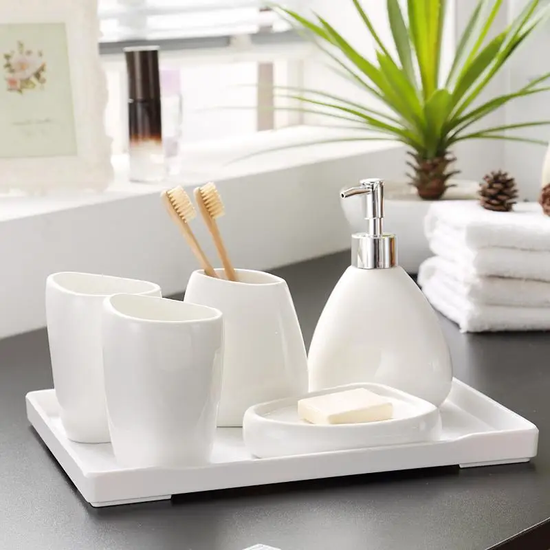 Simple dumb white ceramic Bathroom Accessories Set of bathroom six sets of wash sets bathroom suite Ceramic wash supplies Simple dumb white ceramic Bathroom Accessories Set of bathroom six sets of wash sets bathroom suite Ceramic wash supplies