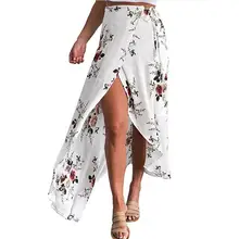 KANCOOLD, женские юбки,, летние, женские, с высокой талией, Boho, асимметричные, с разрезом, с принтом, песчаная, пляжная юбка, MAYIM7