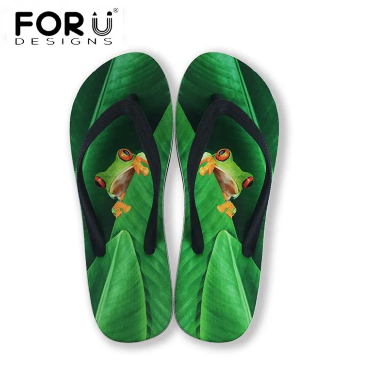 

FORUDESIGNS Women Summer Beach Water Slippers Cute Animal Frog 3D Printing Female Rubber Flip Flops Ladies Sandals Flats Mujer