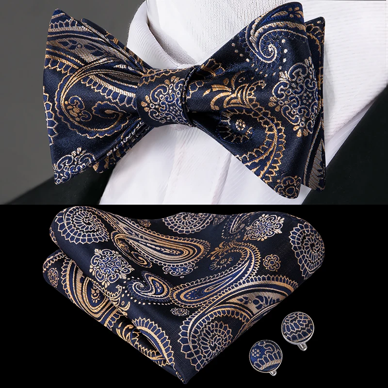 LH-2018 Hi-Tie роскошный Шелковый плетеный мужской галстук-бабочка самостоятельно регулируемый галстук-бабочка золотой синий галстук-бабочка