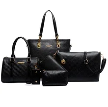 Women’s handbag 2016 women’s PU handbag big bag first layer of cowhide picture package six pieces set