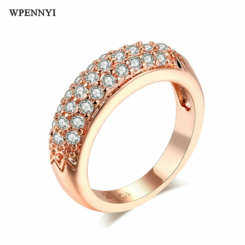 

Top Quality Woman Engagement Wedding Finger Rings Sparkling Cubic Zirconia Crystal Paved Christmas Birthday Gifts Wholesale