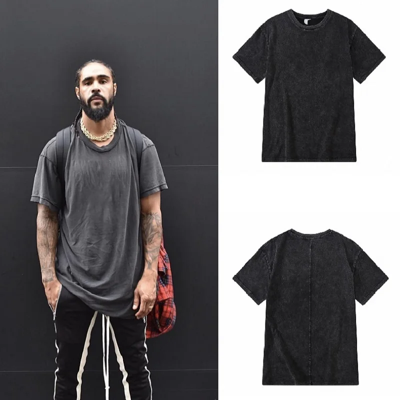 

Men Enzyme Wash Retro Oversized Tshirt Summer 2018 Streetwear Hip Hop Tees Men Cotton Simple Fat Top Tee