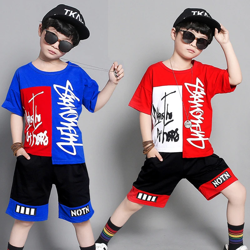 

summer 2019 Boys sports suit Hip Hop Clothing tshirt+harem pant Fashion Boy Clothes Cool Kids Sports Suit children tracksuits