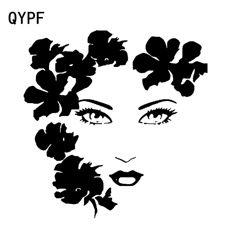 QYPF 15 7 см * 8 привлекательная девушка дизайн с украшением цветок прозрачная