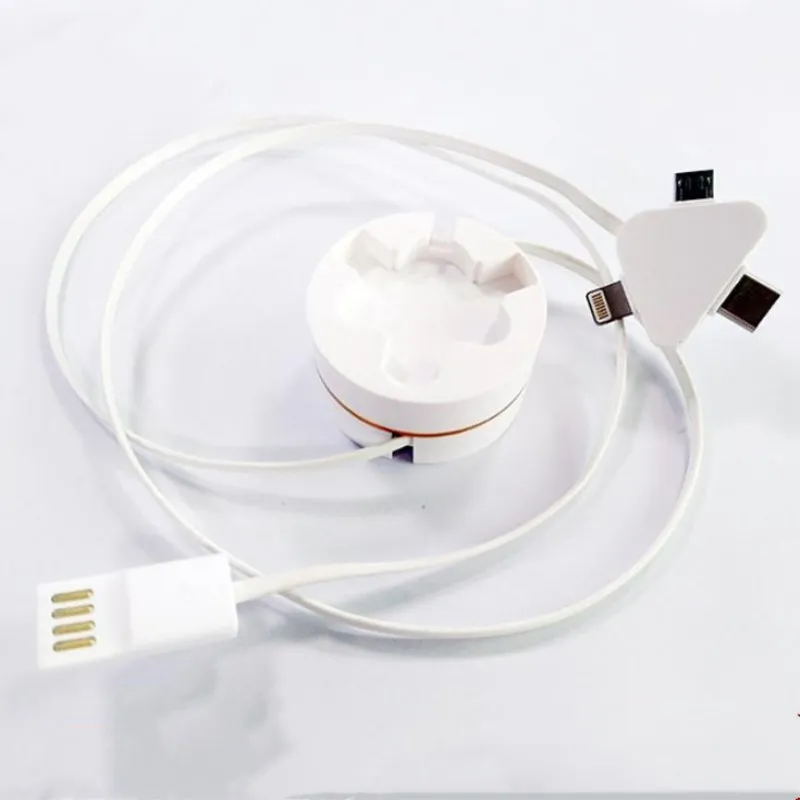 Multi Charging Cable Portable 3 in 1 Monochrome Surreal Foliage Pattern with Cool Ornate Swirls Vintage Inspirations USB Cable USB Power Cords for Cell Phone Tablets and More Devices Charging