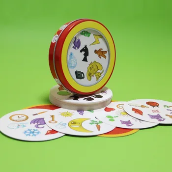 

English version spot cards game for kids like it with metal box family fun party board game