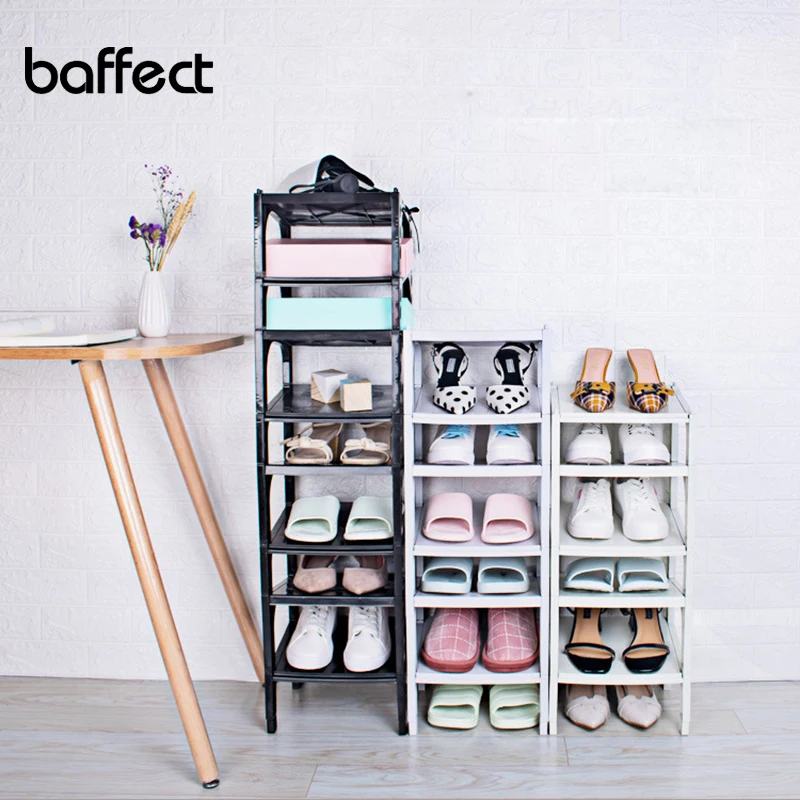 

Baffect Shoes Rack Plastic Stackable Shoes Storage Rack Assembled Space Saving Multi-layers Stand for Storage Shoebox - set of 2